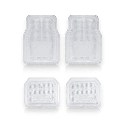 Vaygway All Weather Floor Mats-Universal 4 Piece Car Interior- Rubber Clear Car Plastic Rug- Heavy Duty Weather Protection Mats