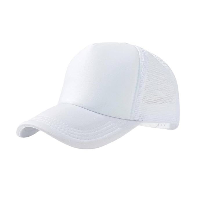 Goodfriends Plain Blank Trucker Hat With Mesh Back, White, Adjustable