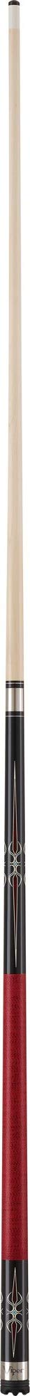 Viper Sinister 58'' 2-Piece Billiard/Pool Cue, Black With Burgundy/Cream Points, 21 Ounce