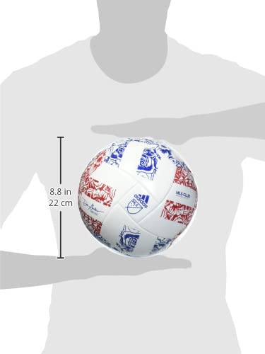 adidas MLS Club Soccer Ball, White/Power Blue/Team College Red, 3