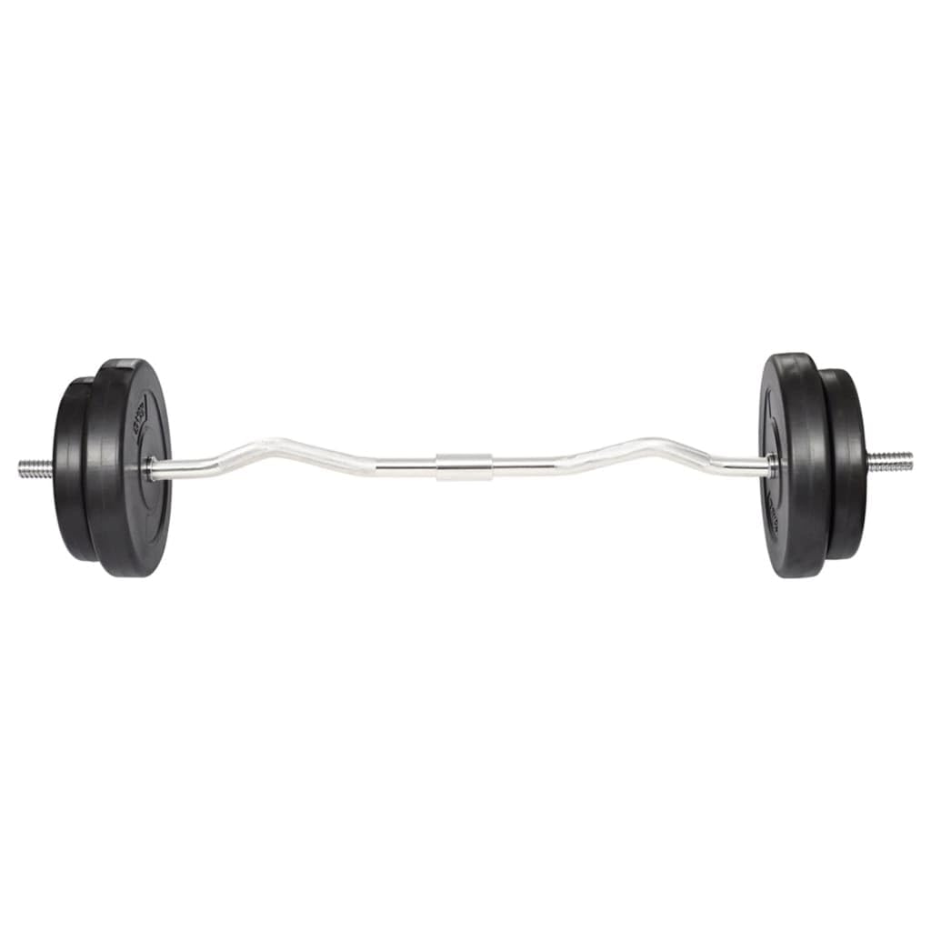 Vidaxl Metal Dumbbell Set With Curl Bar And Weights 66.1 Lb - Personal Home Gym Equipment With Noise-Reduction Casing