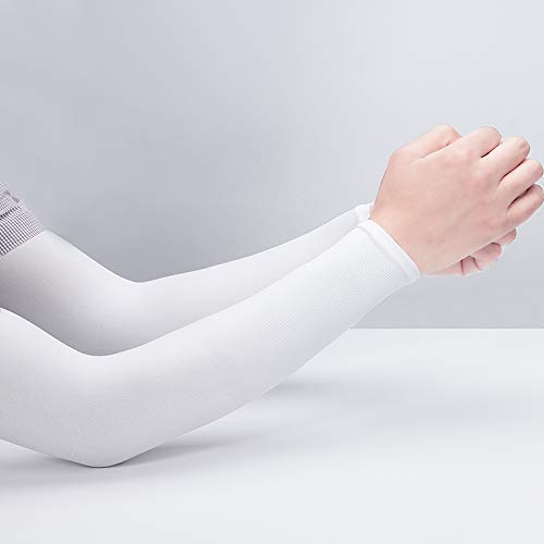 Kuhnmarvin 2Pairs Women Compression Arm Sleeves For Men To Cover Arms Tattoo Cover-Up Volleyball Sleeve Softball Pickleball (Whi