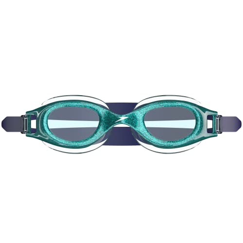 Speedo Unisex-child Swim Goggles Hydrospex Ages 6-14, Enamel Blue Glitter/Celeste