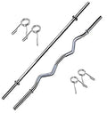 BULLAR Weight Lifting Rod, Fitness Combo of 3Ft Curl, 3Ft Straight Rod with 2 Pair Spring Lock for Exercise Weight Lifting Bar,