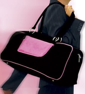 Wai Lana Yoga Urban Bag With Two-Way Zipper And Multi-Functional Storage Pockets (Black With Pink)