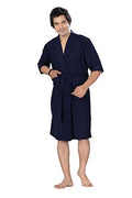 Superior MenS Terry Towel Cotton Bathrobe (Navy Blue, Full)