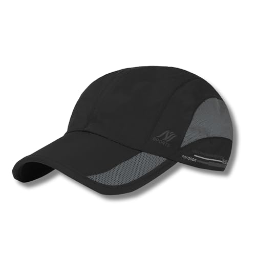 Aavjo Polyester Quick Dry Baseball Cap Hat Topi For Men Women L Beach Cricket Sports Running Cap (Black)
