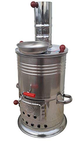 Semaver - Turkish Tea Maker Kettle With Single Taps -Silver Color-Chrome & Tea Makerfree Energy Water Heater Camping Hiking Hunt