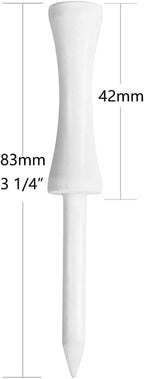 Zivisk Bamboo Golf Tees 3-1/4 Inch 100 Count Wooden Tall Step Down Castle Tees Golf (White,83Mm)
