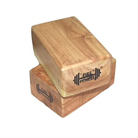 FIRE FITNESS set of 2 yoga blocks improve strength, handmade wooden yoga blocks support for yoga and hand straching yoga blocks 