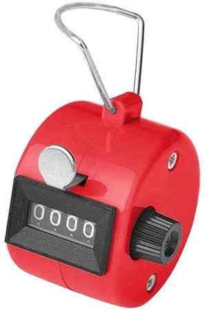Hand Tally Counter 4 Digit Number Dual Clicker Golf Handy Convenient (Red)