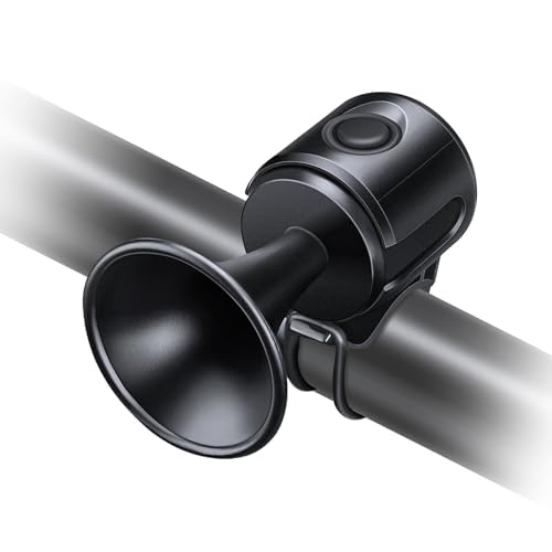 EQIIO Electric Bike Horn, 120db Loud Bicycle Horn for Handlebars, Bike Bell with 3V Button Battery Operated, Bike Horn for Kids 