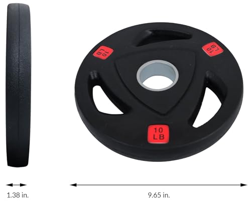 Fitvids Olympic Cast Iron 2-Inch Weight Plate for Strength Training & Weightlifting, Rubber Coate Style, 10lbs (Set of 4)