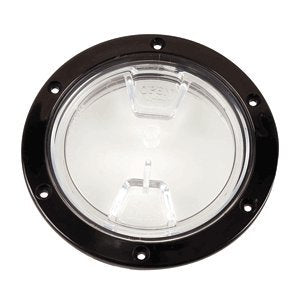 Beckson 4'' Clear Center Screw Out Deck Plate - Black