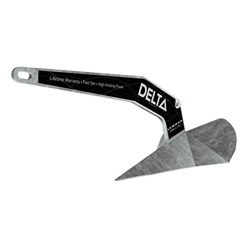 Lewmar Galvanized Steel Delta Anchor 9 Lbs. For Boats 12'- 21', Lead Ballasted Tip For Quick Setting, Integrated Eye For Trip Li