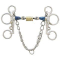 Centaur Blue Steel Tom Thumb Pelham With Double Jointed Mouth And Loose Brass Roller Disks - 5.5