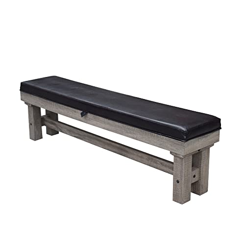 Hathaway Logan 7-Ft Pool Table Combo Set With Benches - Rustic Gray With Blue Felt, Barnwood