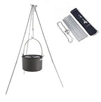 Yahpetes 31.5'' Camping Tripod 3 Sections Aluminum Telescopic Campfire Tripod Portable Outdoor Cooking Tripod (Sliver)