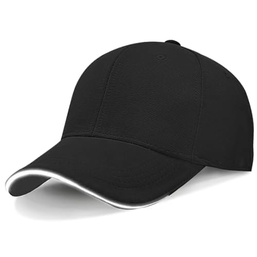 Plain Baseball Sport Cap, Black With Adjustable Strap, MenS Stylish Head Hat, Pack Of 1