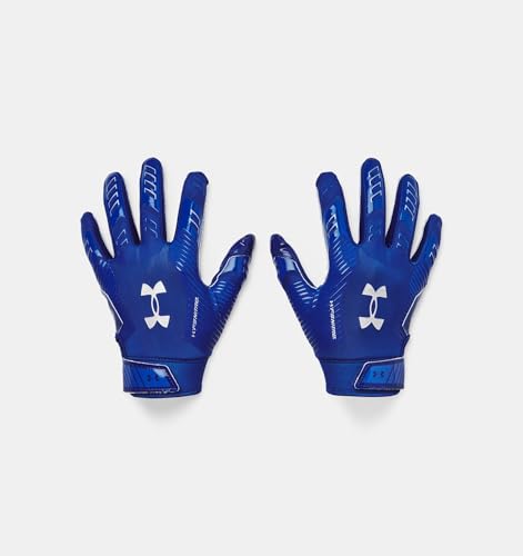 Under Armour Boys' F9 Nitro Football Gloves, (400) Royal/Capri/Metallic Silver, Large