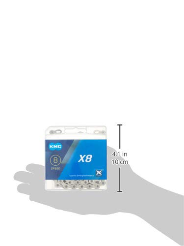 Kmc X8 8-Speed Silver X-Series Bicycle Chain Compatible With Shimano, Sram, Campagnolo And All Major Systems