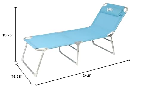 Old Bahama Bay Cot With Pillow 4-Positions Folding Recliner Lounger Bed For Camping/Travel/Beach/Hiking/Patio, Supports 250Lbs,