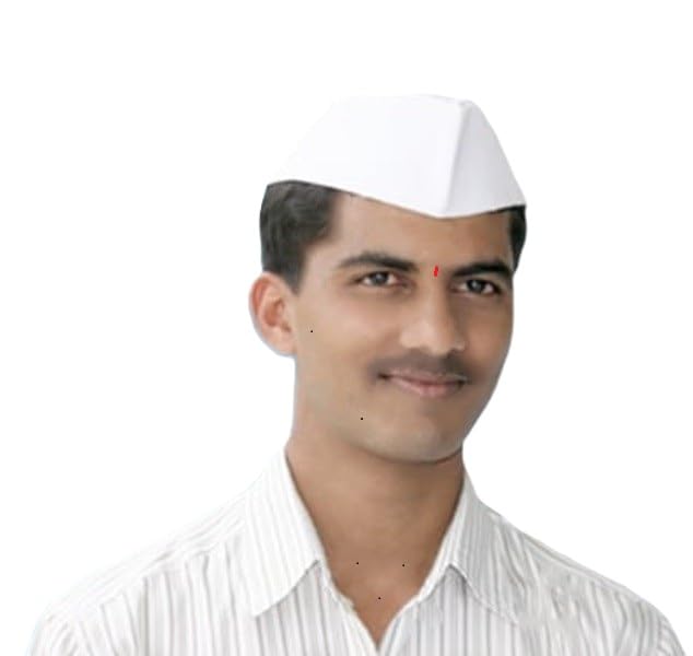 Fqzilon 100% Cotton White Authentic Gandhi Topi/Traditional White Cap/Marathi Wedding Topi/Pooa Topi/Cap For Present In Function