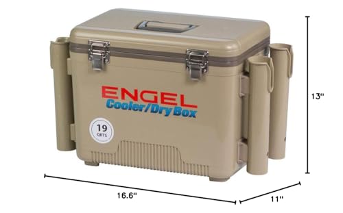 Engel Uc19 19Qt Leak-Proof, Air Tight, Fishing Drybox Cooler With Built-In Fishing Rod Holders, Also Makes The Perfect Small Har