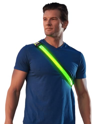 Illumiseen Led Reflective Belt Sash | High Visibility Led Lights With 2 Lighting Modes | Adjustable Quick Release Buckle | Usb R