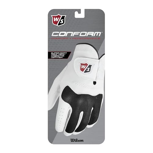 Wilson Men'S Conform Golf Glove - Right Hand, White/Black, Small