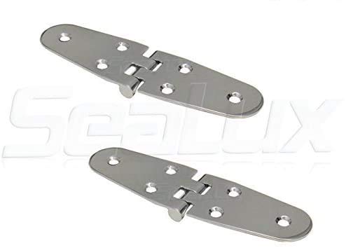 SeaLux Marine Stainless Steel Flush Mount 5-5/8 x 1-1/2 Large Round Side Door Strap Hinges (Pair)