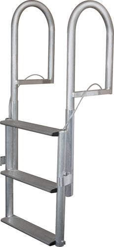 JIF Marine Retractable Sliding Dock Lift Ladder - 7-Step (84) Aluminum Dock Ladder with Standard 2 Non-Slip Steps, Lift-Up Stora