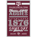 Texas A&M Aggies Sign 11x17 Wood Established Design