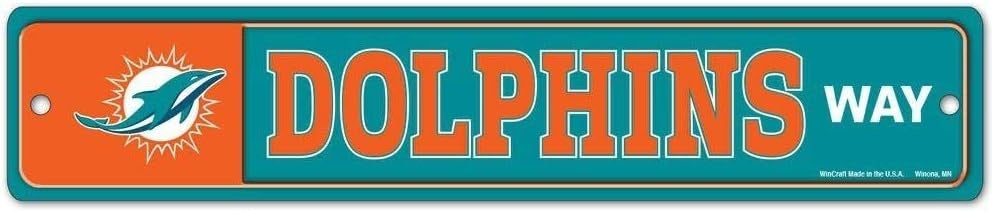 Miami Dolphins Sign 3.75x19 Plastic Street Style - Special Order