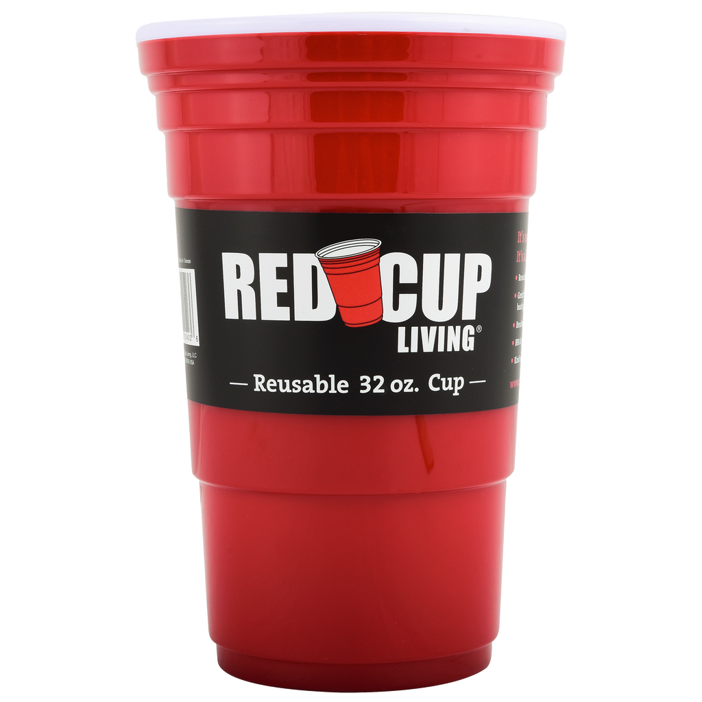 Redcupliving 32oz Reusable Party Cups, Pack of 6, Leakproof & BPA-Free