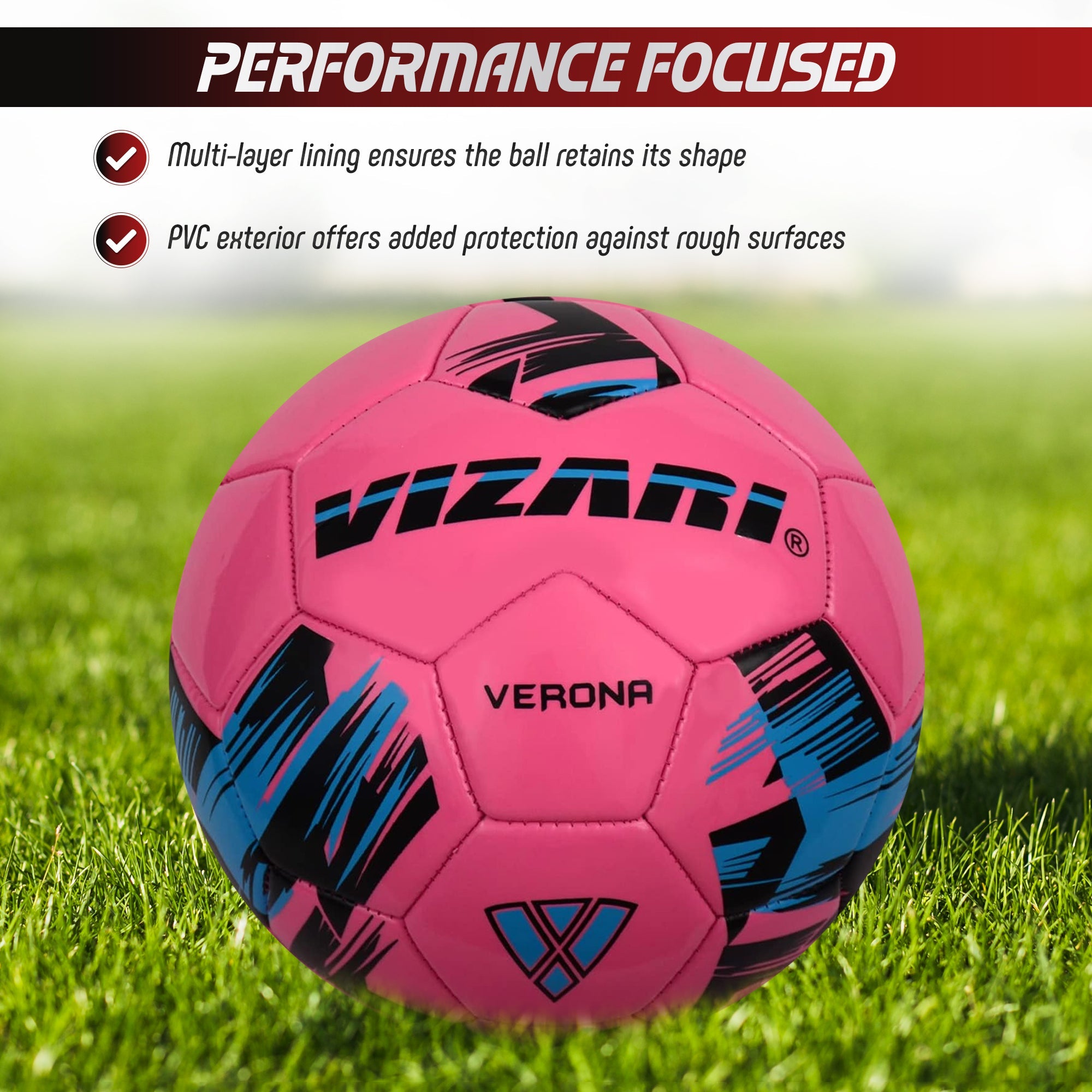 Verona Soccer Ball-Pink/Black/Sky - Vizari Sports