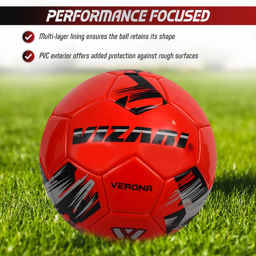 Vizari Verona Soccer Ball – Red/Black/Silver