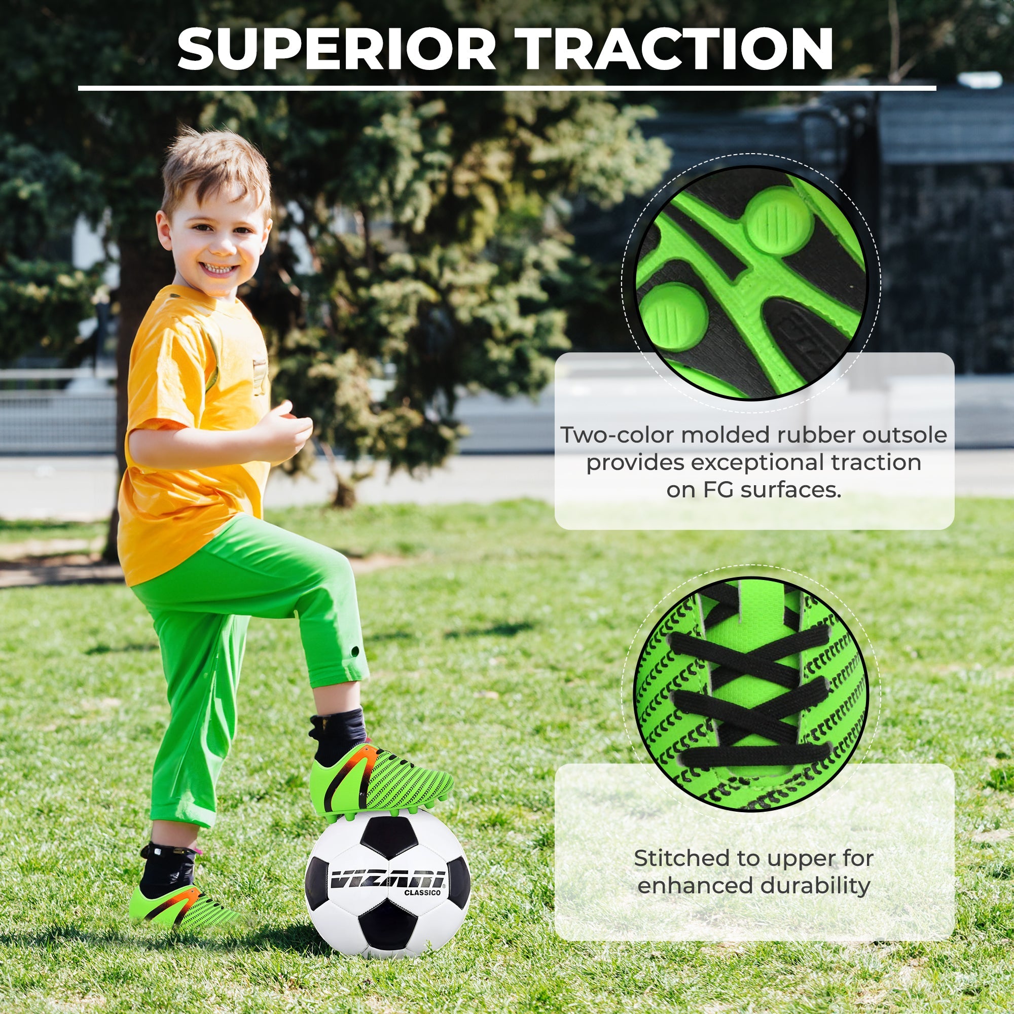 Impact Firm Ground Soccer Shoes -Green/Orange - Vizari Sports