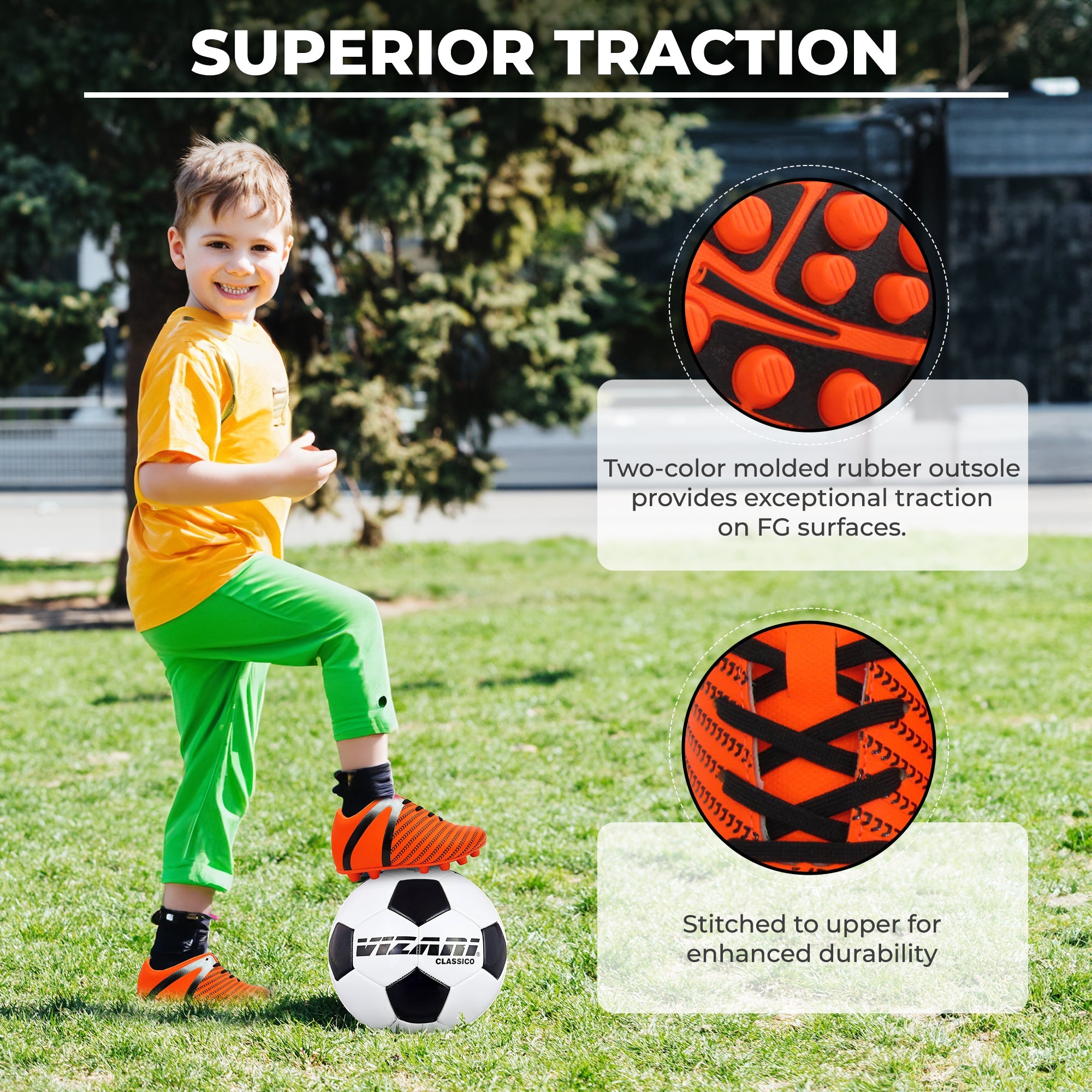 Impact Firm Ground Soccer Shoes -Orange/Silver - Vizari Sports