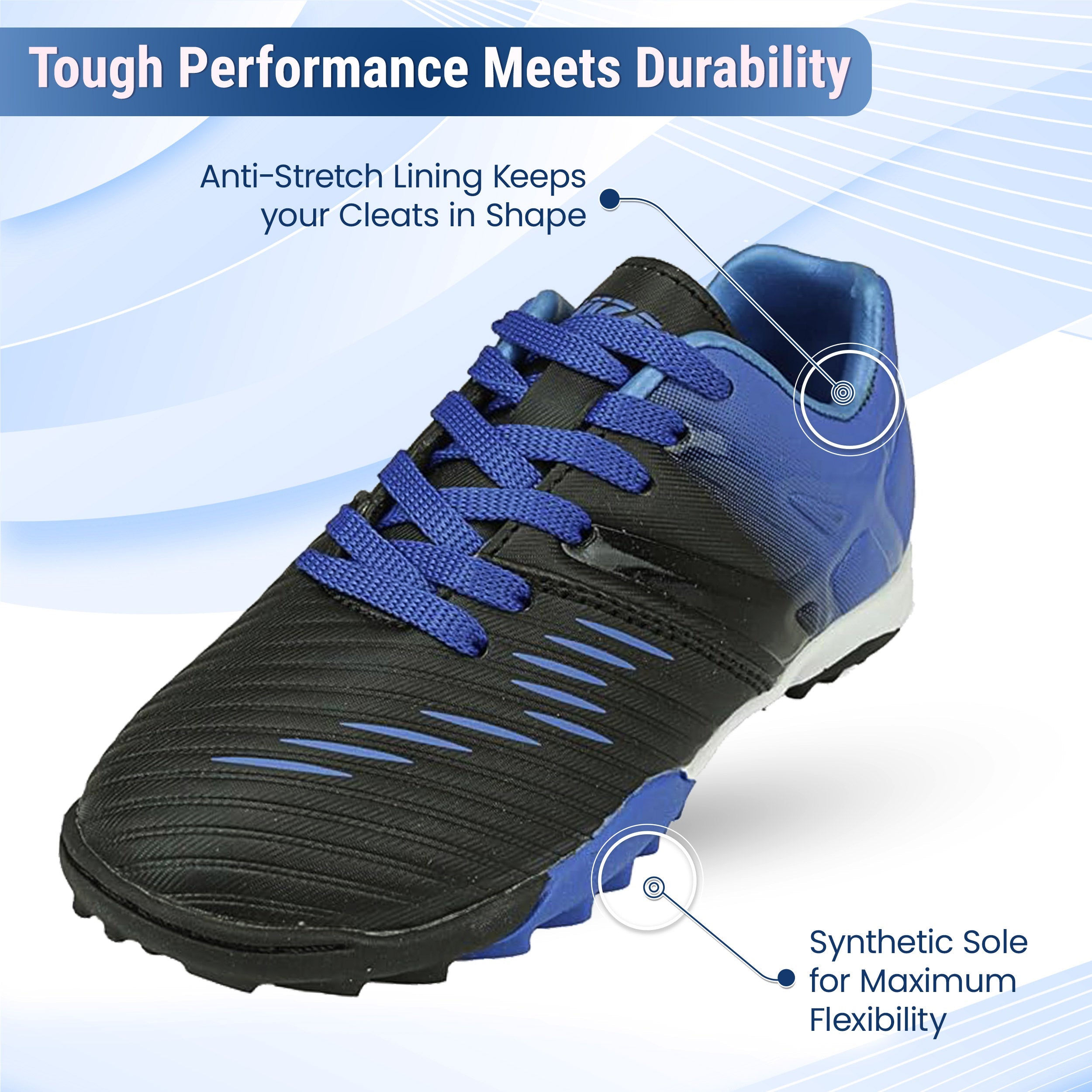 Liga Turf Soccer Shoes - Blue/Black - Vizari Sports