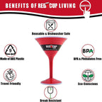 Redcupliving 12oz Reusable Cocktail Cups | BPA-Free Double-Wall Red Drinkware