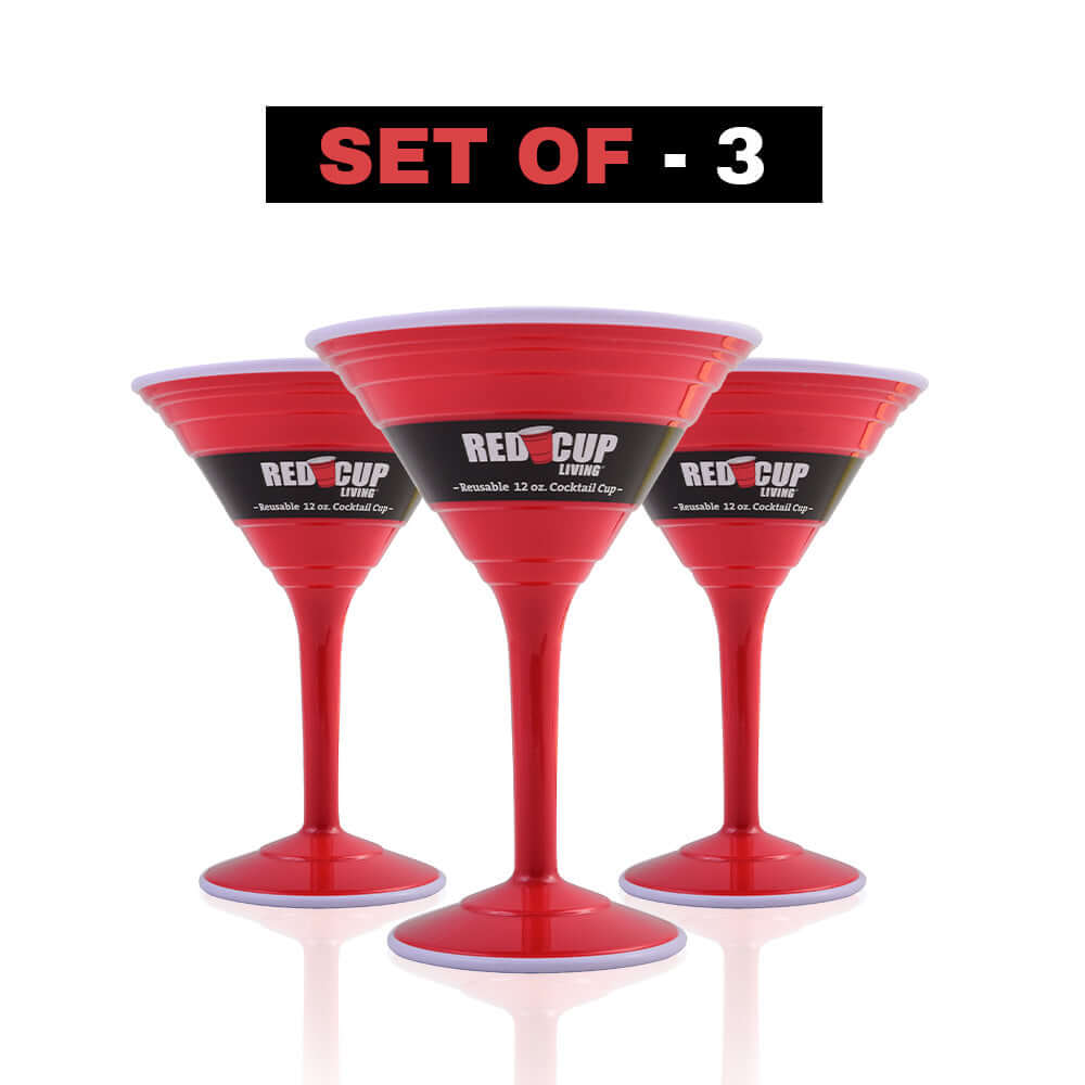 Redcupliving 12oz Reusable Cocktail Cups | BPA-Free Double-Wall Red Drinkware