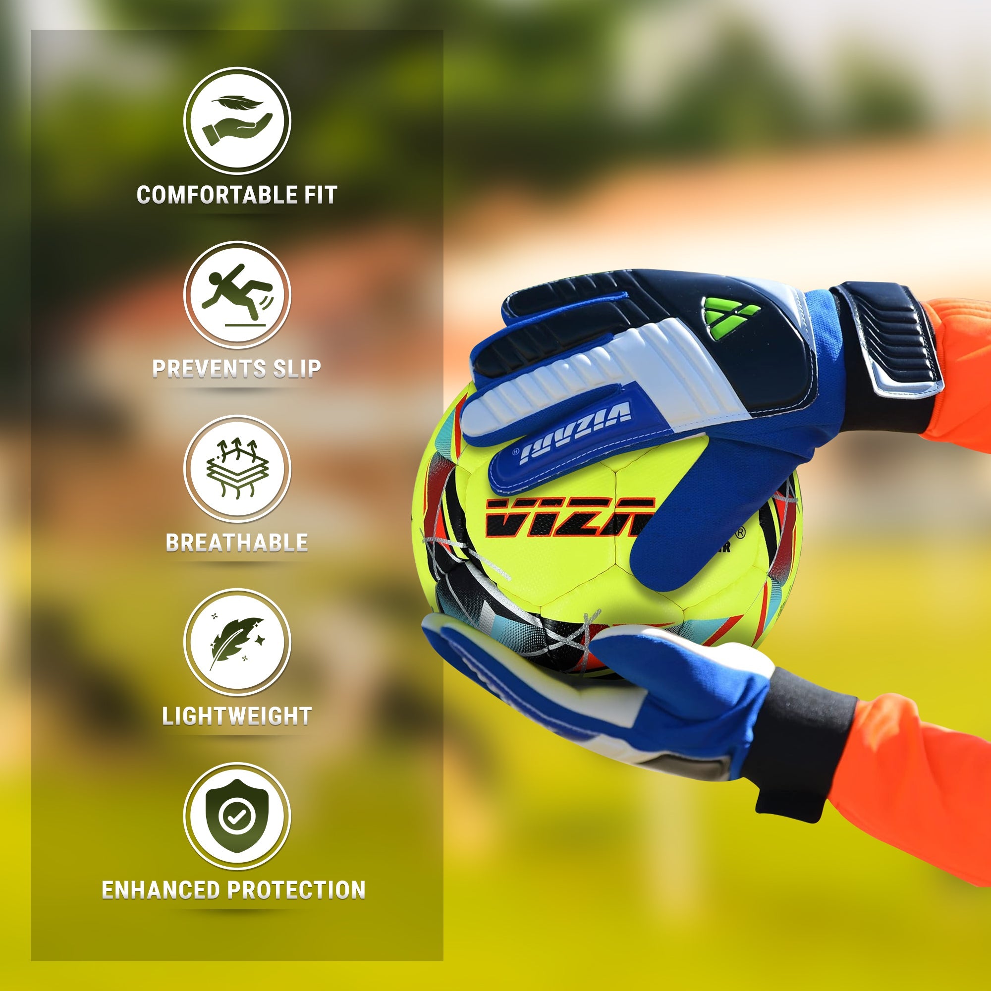 Junior Keeper Gloves-Blue/White/Black - Vizari Sports