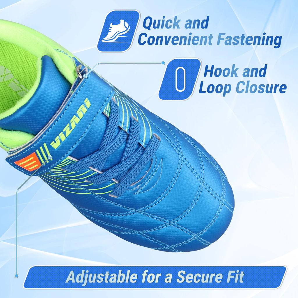 Vizari Sports Loma Velcro Youth Firm Ground Soccer Cleats - Blue/Green