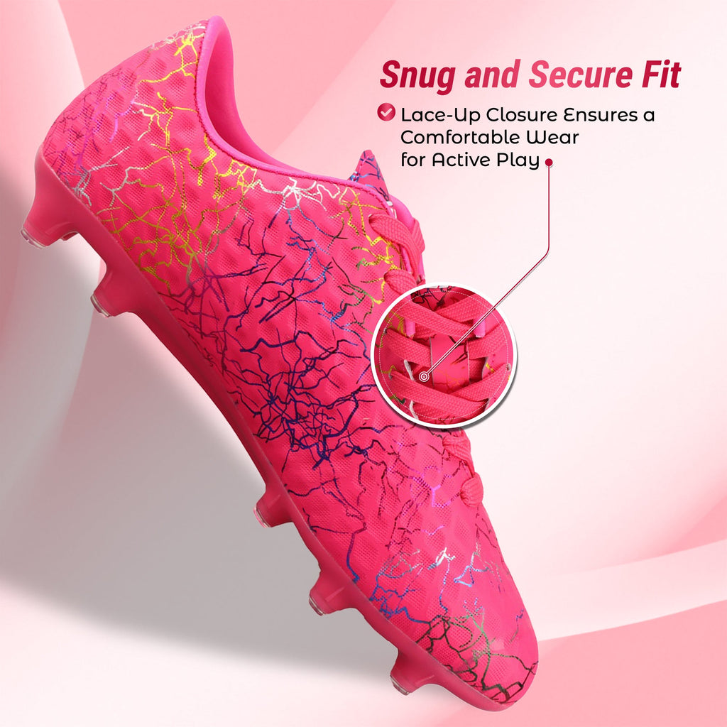 Vizari Zodiac Junior Padded Comfort Firm Ground (FG) Youth Soccer Cleats - Pink