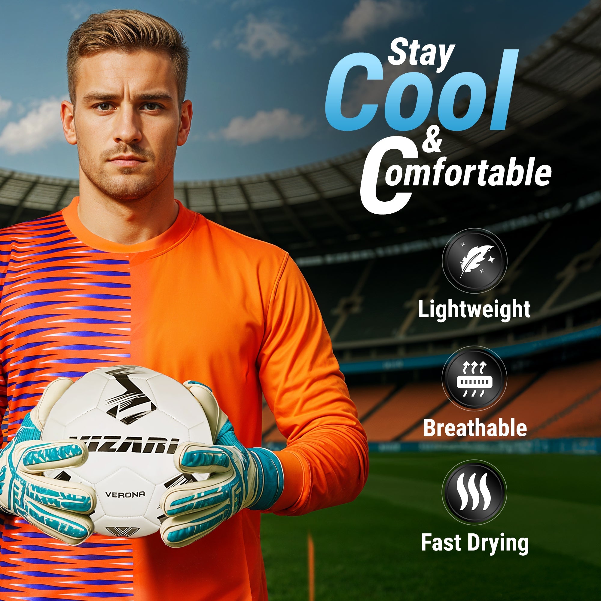 Vizari Portola Goalkeeper Jersey – Orange/Royal/Silver