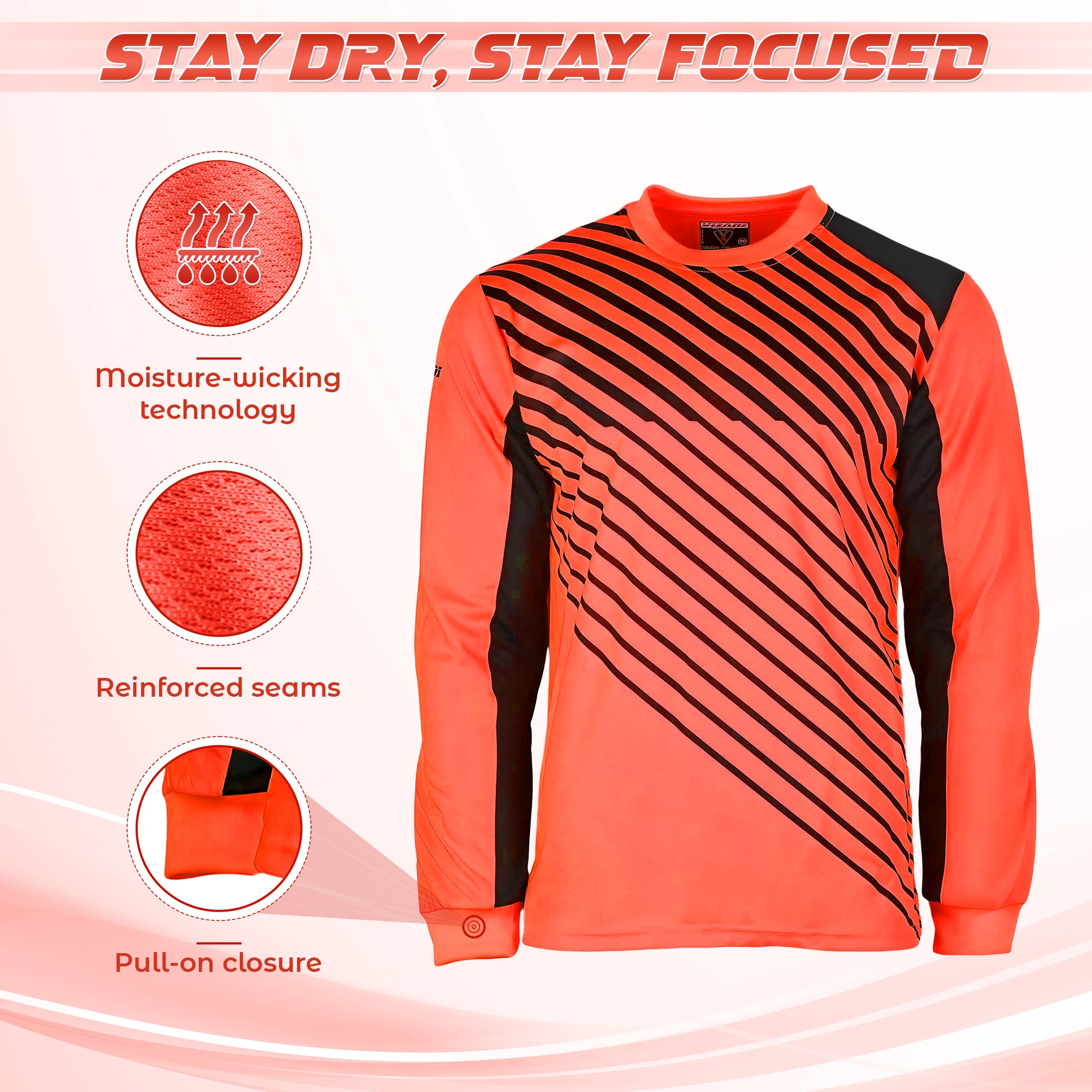 Vizari Arroyo Long Sleeve Goalkeeping Jersey – Orange/Navy