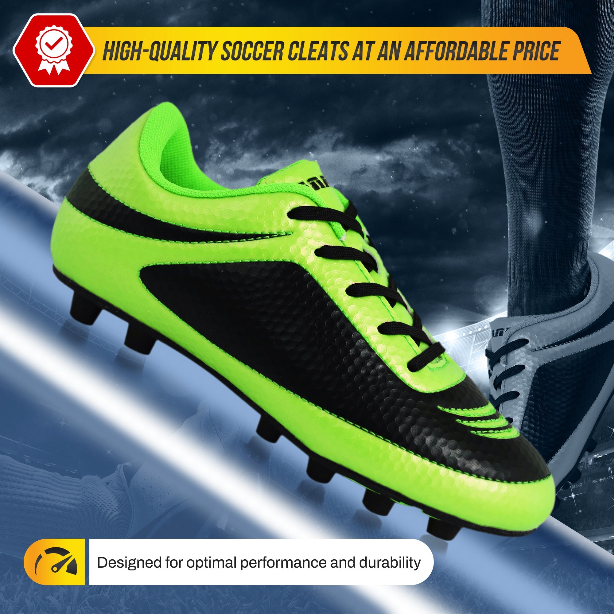 Vizari Infinity Youth Firm Ground Soccer Cleats – Green/Black