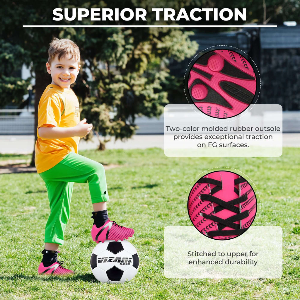 Vizari Impact Firm Ground Soccer Shoes – Pink/Silver