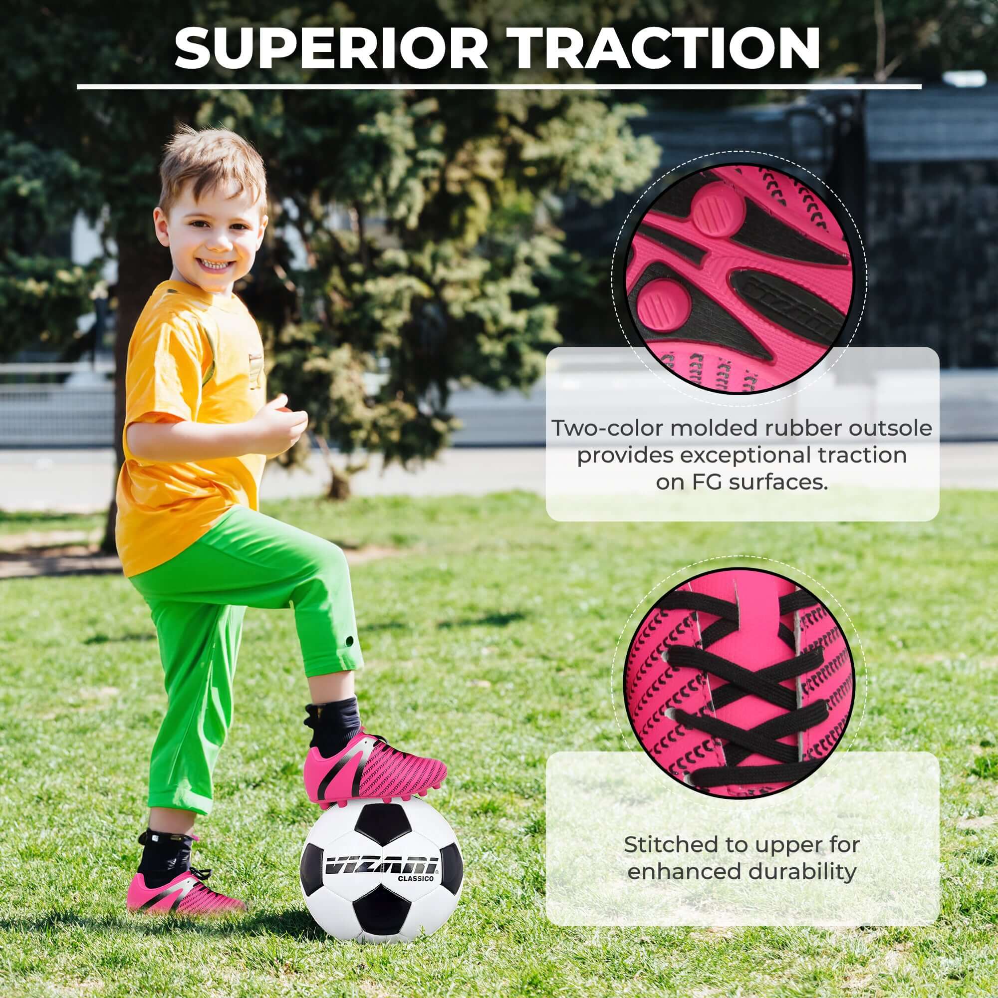 Vizari Impact Firm Ground Soccer Shoes – Pink/Silver
